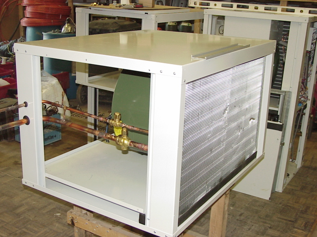 Horizontal split air handler under assembly; exact model unconfirmed